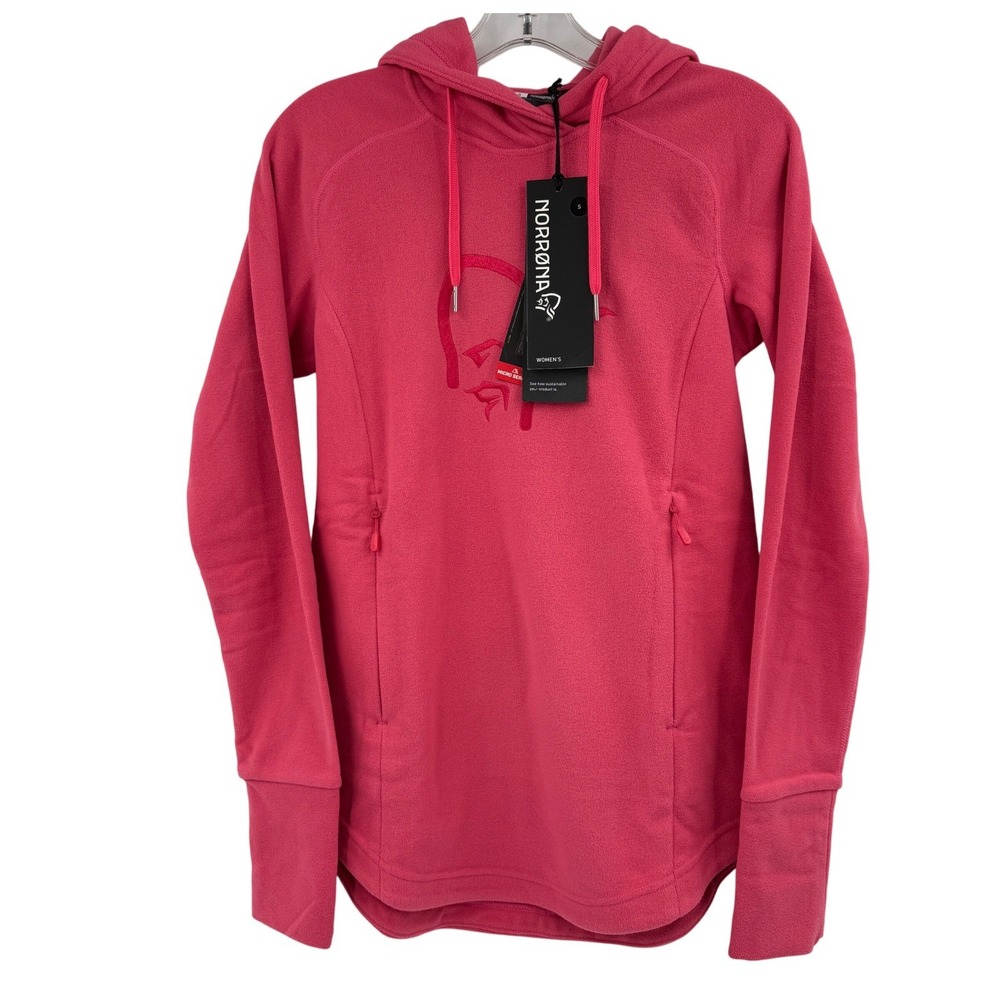 Norrona Warm2 Hooded Fleece Pullover‎ Womens Small Honeysuckle Melange Pink